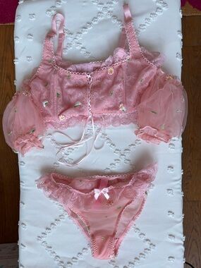 BNWOT Sugar Thrillz Swoon and Awe Pink 2 Piece Lingerie Set